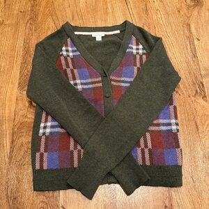 Sundance Green Cardigan, Blue & Red Plaid, Women's Sz. S